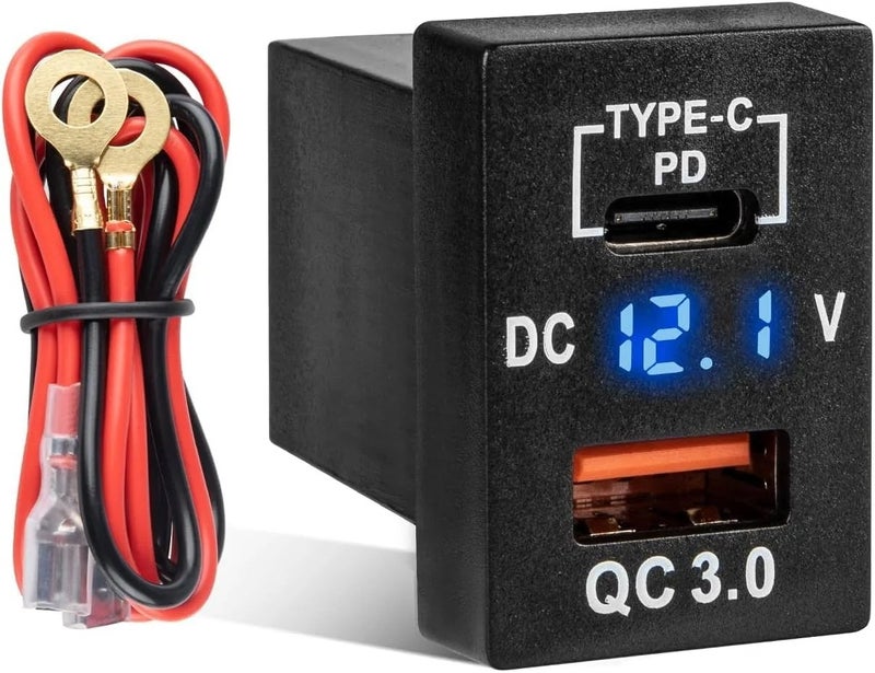 Bluejw Dual USB Car Charger for Toyota, Quick Charge 3.0 & USB-C PD Fast Automobile Charger Adapter - Image 3